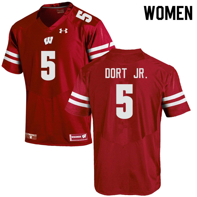 Women #5 Cedrick Dort Jr. Wisconsin Badgers College Football Jerseys Sale-Red